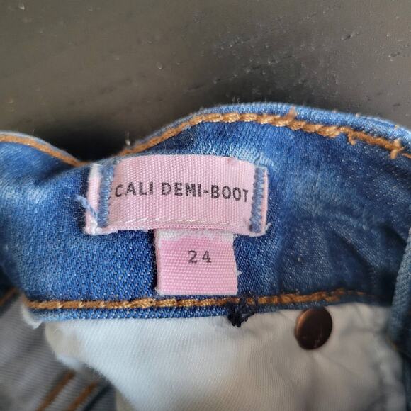 Madewell Cali Demi Boot Jeans Cropped Bronson Destructed Chewed Hem Women 24 - Picture 11 of 12